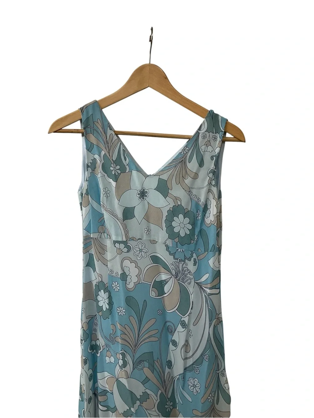 Vintage Y2K Blue Paisley Pastel Asymmetrical Hem Sleeveless MIDI Dress 4